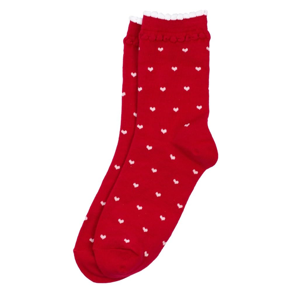 JOE COOL Socks cotton & spandex picot heart red