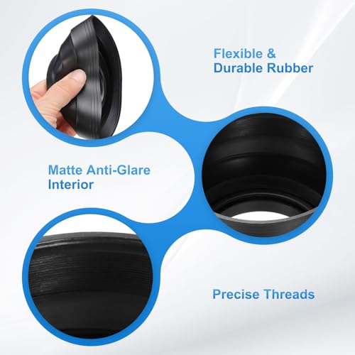 PATIKIL 2 Unidades de Sombrilla para Lente de Cámara de Goma de 49 mm, Plegable en 3 Pasos, Negro, Protector Universal contra el Resplandor con Paño de Limpieza de Fibra y Bolígrafo Limpiador miniatura 4