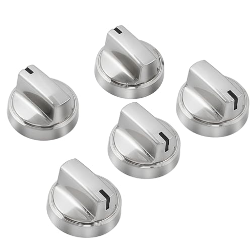 atgestore WB03X24965 Stove Knobs Replacement for GE Stove Parts 191D8446 GE Range Parts JB645RK4SS JB625RKSS Silver Plastic Burner Control Knobs Range Cooktop Knobs 5 Pcs