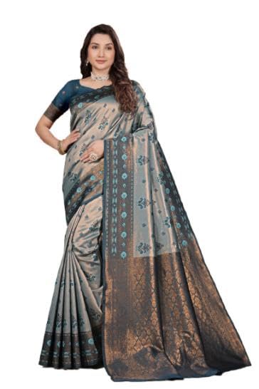 Image of Traditional Banarasi Silk 5.50 Meter Saree With 0.8 Meter Unstitched Blouse Piece For Wedding, Family Function, Festival And Special Occasion