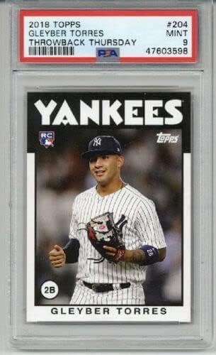 2018 TOPPS THROWBACK THURSDAY #204 GLEYBER TORRES RC BASEBALL CARD PSA 9 MINT