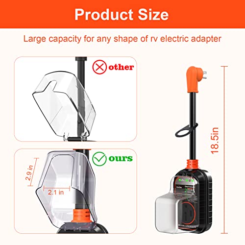 Image of EyGde 15 Amp to 50 Amp RV Adapter with Surge Protector - Upgraded NEMA 5-15P Male to 14-50R Female Plug, 15A to 50A RV Circuit Analyzer Power Protection with Waterproof Cover for 50Amp Camper Trailer