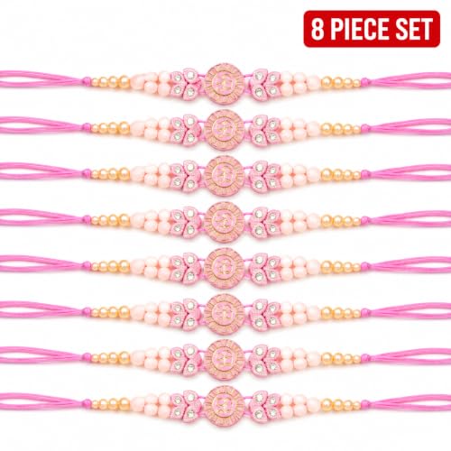 Image of Set for Brother Set of 2, Designer Peacock Rakhi for Brother Boy Men, Premium Kalash Raki for Bhaiya, Traditional Rakshabandhan Rakhis with Best Wishes Card and Tillak Set, Thread (kkki)