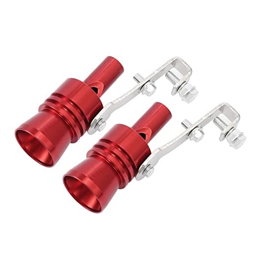 X AUTOHAUX 2pcs XL Size Aluminum Alloy Universal Turbo Sound Exhaust Muffler Pipe Whistle Car Roar Maker Red
