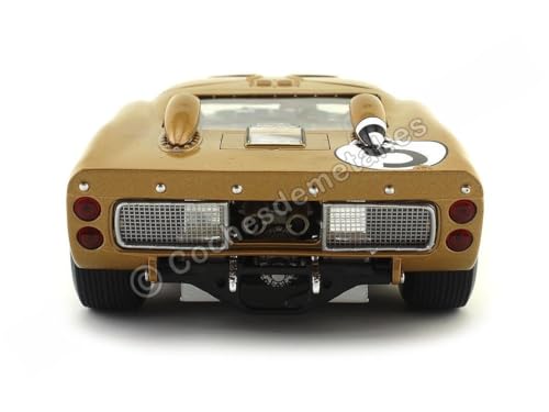 1966 Ford GT-40 MK II RHD escala 1:18 metal dorado miniatura 5