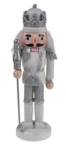 Clever Creations Silver King 10 Inch Traditional Wooden Nutcracker, Festive Christmas Décor for Shelves and Tables