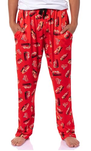 Disney Cars Men's Lightning McQueen with Logo Design AOP Adult Lounge Sleep Pajama Pants