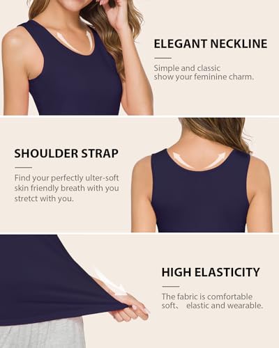 Image of AMVELOP Elastic Tank Tops for Women Undershirts Pack of 4 Slim-Fit