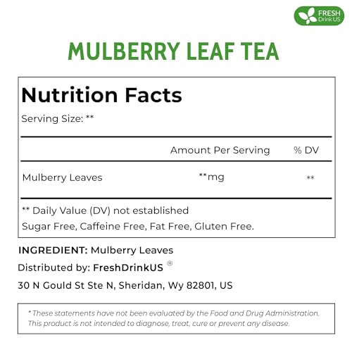 Image of FreshDrinkUS, Permium 16oz Mulberry Leaves, 100% Natural & Pure, Mulberry Leaf Tea, Mulberry Loose Leaf Herbal Tea, No Additives, No Caffeine, Vegan.