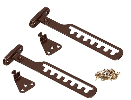 KOTARBAU® 2er Set Kipp-Regler für Fenster Fensterfeststeller Zuschlagschutz Fensterriegel zum Einstellen der Fensteröffnung Fensterstopper Kippschere Braun