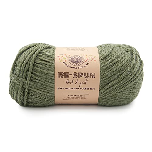 Image of Lion Brand Yarn, Re-Spun Thick & Quick Yarn, Evergreen, Green, 1 Pack