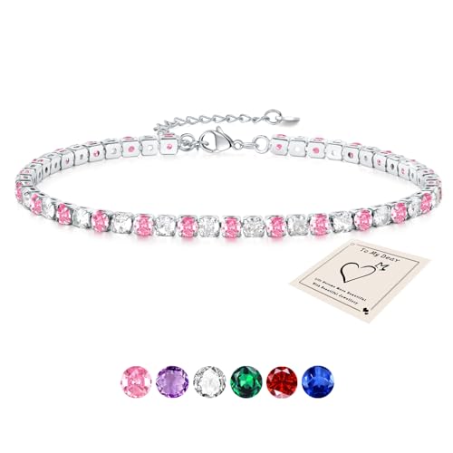 Sfoni Bracelet de cheville pour femme, bracelet de cheville réglable avec oxyde de zirconium, chaîne de cheville d'été, anniversaire, remise de diplôme, bijoux cadeaux pour adolescentes, filles, avec