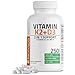 Vitamin K2 (MK7) with D3 Supplement - Bone and Heart Health Non GMO & Gluten Free Formula - 5000 IU Vitamin D3 & 90 mcg Vitamin K2 MK-7 - Easy to Swallow Vitamin D & K Complex, 250 Vegetarian Capsules
