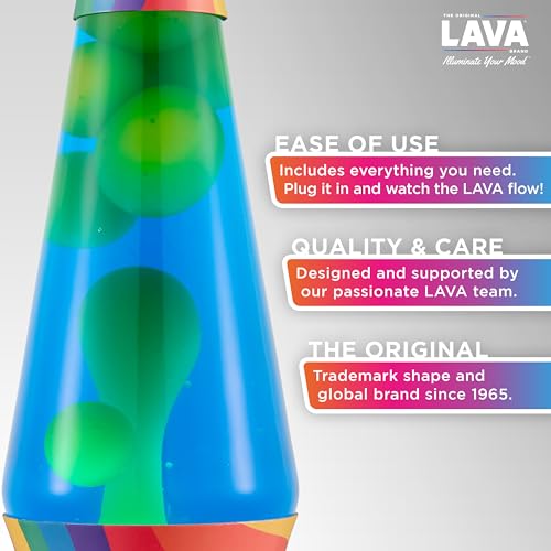 Image of Lava The Original Lamp - 14.5 inch Warped Rainbow - Classic Liquid Motion Lamp - Yellow Wax and Blue Liquid - Item #2713 (Amazon Exclusive)