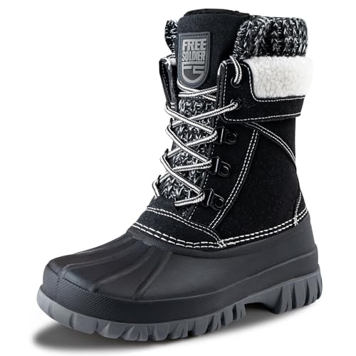 Best Boots for Cold Weather and Snow: Top Picks Revealed! 12 FREE SOLDIER Women's Waterproof Winter Cold Weather Snow Boots for Women Outdoor Fashion Duck Boots Comfortable Insulated(Black 9)