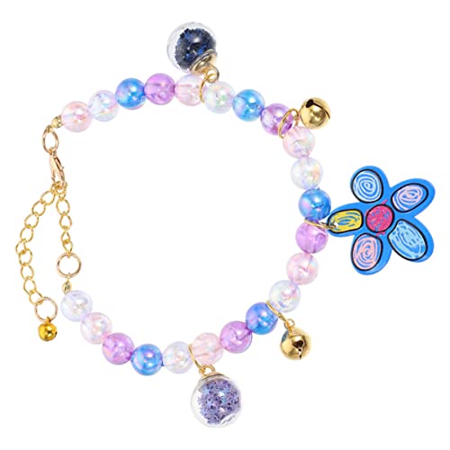 HANABASS Decorative Pearl Collar for Pets Adjustable Kitten and Puppy Accessory with Cartoon Flower Design for Parties and Daily Wear Stylish and Durable