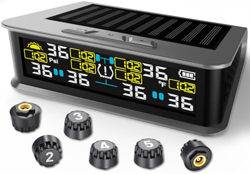 6-Wheel RV Tire Pressure Monitoring System (TPMS) - 6 Sensors & 6 Alarm Modes | 0-144 PSI &plusmn;1.5PSI...