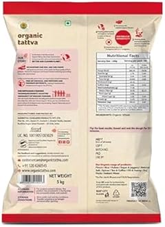 Organic Tattva Whole Wheat Flour 1kg – Stone Ground Chakki Atta for Soft & Tasty Rotis, Everyday Cooking Essential