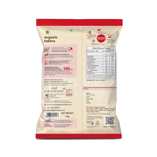 Image of Organic Tattva Whole Wheat Flour 1kg - Stone Ground Chakki Atta for Soft & Tasty Rotis, Everyday Cooking Essential