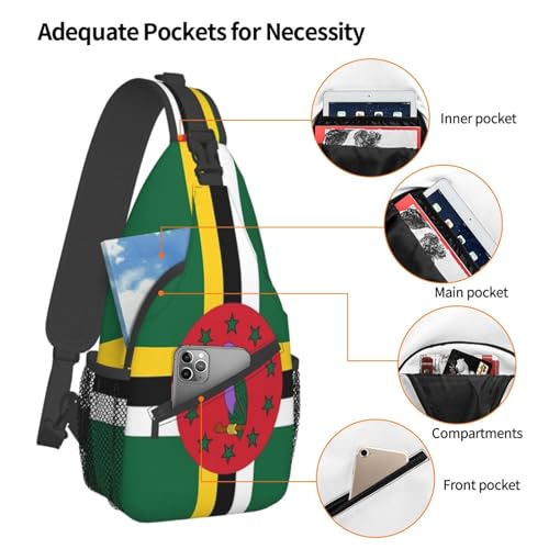 ASYG Funny Dominica Flag Sling Bag Crossbody Backpack Travel Hiking Daypack Dominican Shoulder Bag Chest Bag for Women Men4