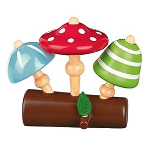 Moses. 16121 Krabbelkäfer Pilz-Kreisel-Set | 3 Bunte Kinderkreisel aus Holz | Für Kinder ab 3 Jahren