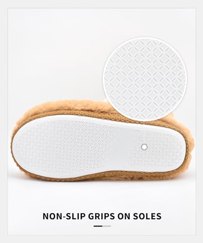 Keyela Women’s Warm Curly Fur Bootie Slippers Comfy Plush Fleece Boots Memory Foam House Shoes4