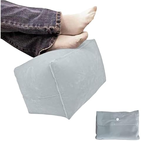 Inflatable Foot Pillow for Travel | Car Foot Rest for Kids & Adults | Compact Airplane Footrest | Portable Inflatable Travel Foot Rest Cushion for Airplane, Car, Office(Grey) Cover