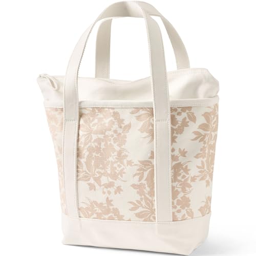 Image of Lands' End Zip Top Long Handle Canvas Tote Bag