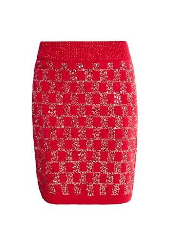 faina Minifalda de Punto, Rojo, M-L para Mujer