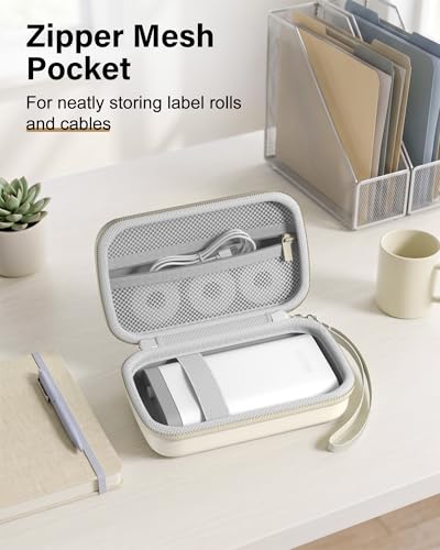 Image of ProCase Label Maker Case Compatible with Nelko P21, Phomemo D30 Label Printer, Compact Portable Bag for SUPVAN E10 /ORGSTA S001 Sticker Printer, Storage for Label Tape&Accessories (Case Only) -Beige