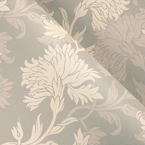 Papel Pintado Autoadhesivo Flores Vintage LaCheery Color Beige Crema 44.5cm x 700cm para Pared 7
