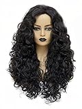 Gerulyss 28 Inches Long Wavy Wigs for Women Black Natural Curly Synthetic Wig Fluffy Costume Wig