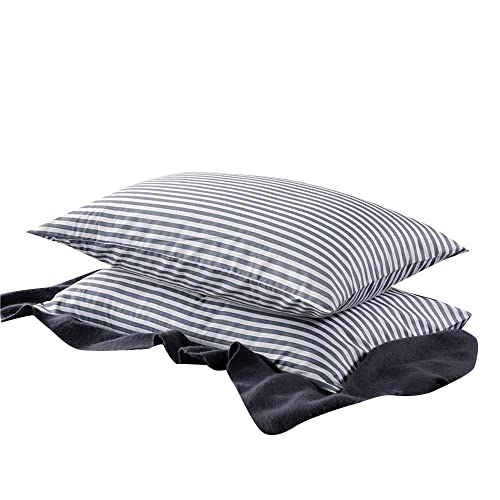 Striped Pillowcases Bedding Cotton Pillow Shams (Pack of 2), Farmhouse King Pillow Covers with Envelope Closure End,20