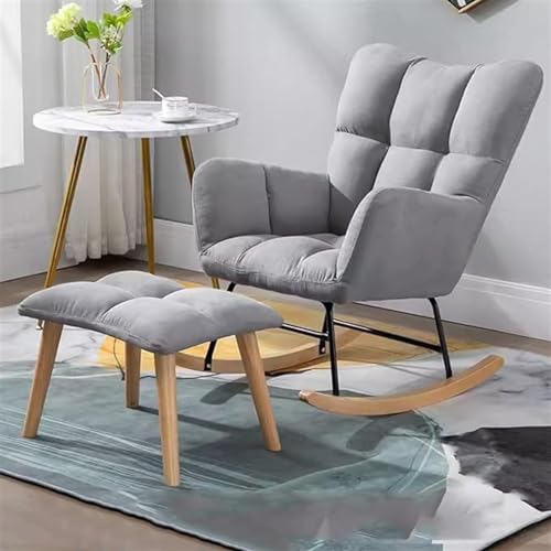 Mecedora moderna con otomana, sillón reclinable de tela ergonómica para sala de estar, elegante sofá de ocio