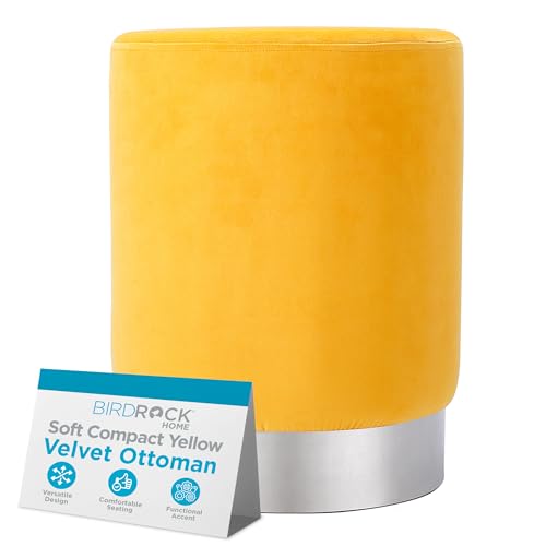 Birdrock Home Round Ottoman Foot Stool Yellow