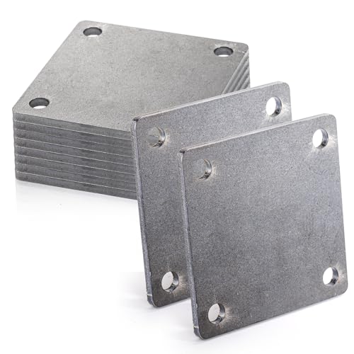 WRINGKIT 8 Pack Steel Plate with Holes, 4'' x 4'' Flat Plate, Hot Rolled