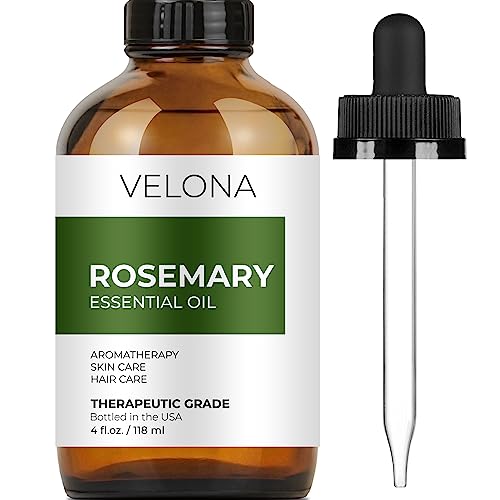 Rosemary Essential Oil By Velona - 4 Oz | Therapeutic Grade 100% Pure And Natural | For Aromatherapy Diffuser, Massage, Skincare, Haircare, Soapmaking | Undiluted And Multipurpose In Glass Bottle #TOP17