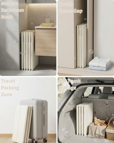 Foldable Baby Bathtub for Ages 0–6, Collapsible Toddler Bath Tub with 4 Support Legs, Anti-Slip Base & Dual Drain Holes, Portable Kids Bathtub for Travel, Easy Storage (Off-White) - Image 6