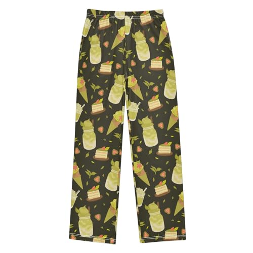 ZZKKO Matcha Green Tea Dessert Boys Pants for Kids Jogger Pants with Pockets S-XL