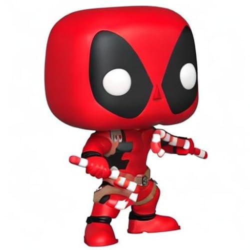 Funko Pop! Bobble: Marvel: Holiday Deadpool with Candy Canes - Figurine en Vinyle à Collectionner - Idée de Cadeau - Produits Officiels - Jouets pour Les Enfants et Adultes - Comic Books Fans