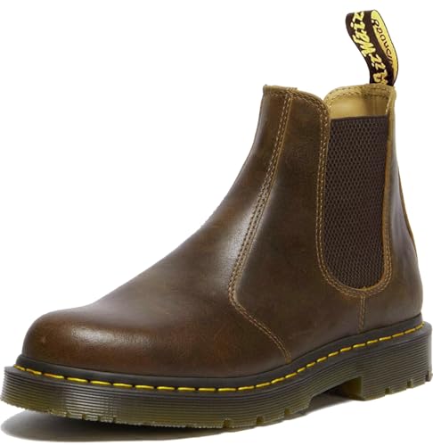 Dr. Martens Unisex 2976 Slip Resistant Chelsea Boots, Dark Tan, Mens 9, Womens 10, Medium