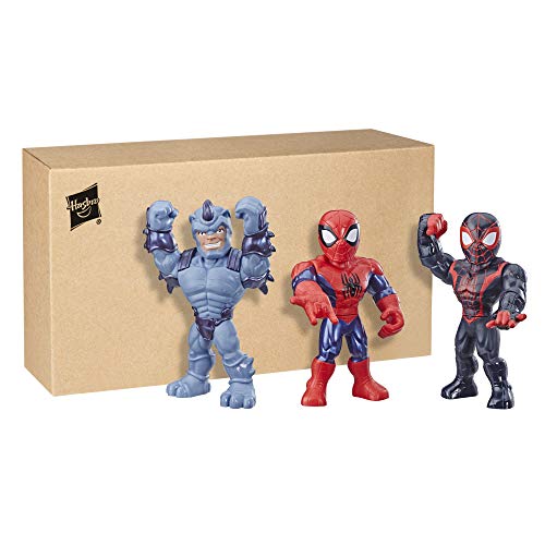 Playskool Heroes Mega Mighties Marvel Super Hero Adventures Web Warriors 3 Pack, Spider-Man, Kid Arachnid, Marvel’s Rhino, 10" Figures, Kids Ages 3 & Up #TOP1