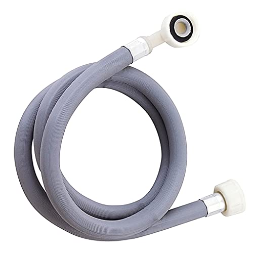 BricoLoco Manguera conexión agua lavadora. Goma para conectar lavadora a grifo. Tubo toma de entrada de agua. Con un racor recto y otro curvo. Tuercas de 3/4. (200)