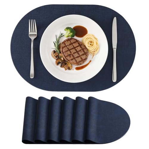 homing Heat Resistant Oval Placemats Set of 6, Navy
