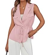 GRACE KARIN Women's Sleeveless V Neck Vest Tops Casual Peplum Cardigans Blouse Dressy Drawstring ...