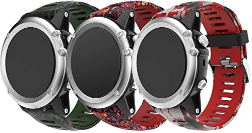 Gransho compatible with Garmin Fenix 6X PRO/Enduro 2 / Enduro/Fenix 5X / Fenix 7X Watch Band, Premium Soft Silicone Replacement Wristbands with Secure Clasp NO231124 (J [Pack of 3])