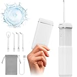 JOOEYKO Mini Water Flosser - Portable Cordless Oral Irrigator with Telescopic Tank, 3 Modes, IPX7 Waterproof, Ideal for Home & Travel, Teeth, Braces & Bridges Care (White)