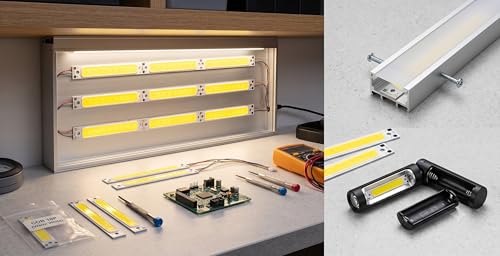 Image of Pack of 2 COB LED Strip Module, 3V-4V DC, 60mm x 8mm, Ultra Bright White