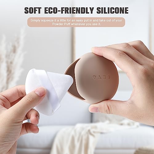 Feryes Silicone Powder Puff Holder - Soft, Skin-Friendly Makeup Puff Case, Beauty Blender Storage For Travel -Khaki （1 Pcs） #TOP2