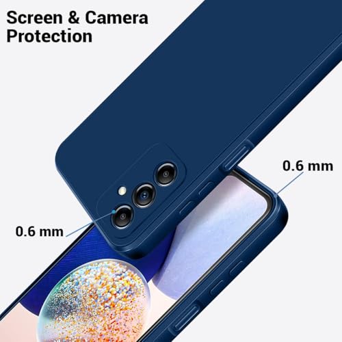 Image of LIRAMARK Silicone Soft Back Cover Case with Micro-Fibre Cloth On Inner Side for Samsung Galaxy A14 5G (Blue)